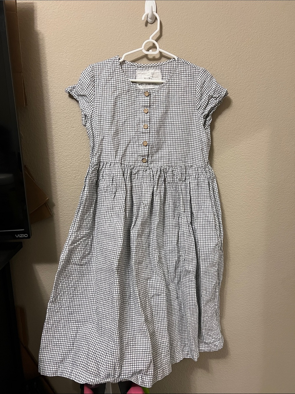 notPERFECTLINEN short sleeve mama maxi dress in small check